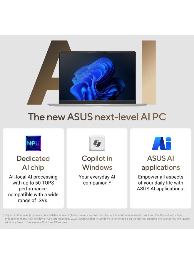 ASUS Vivobook S 14 Touchscreen Laptop With 14-Inch OLED Display, AMD Ryzen AI 9-365 Processor/32GB RAM/1TB SSD/Windows 11 Pro with Copilot Key Arabic Neutral Black Arabic Neutral Black - Image 5