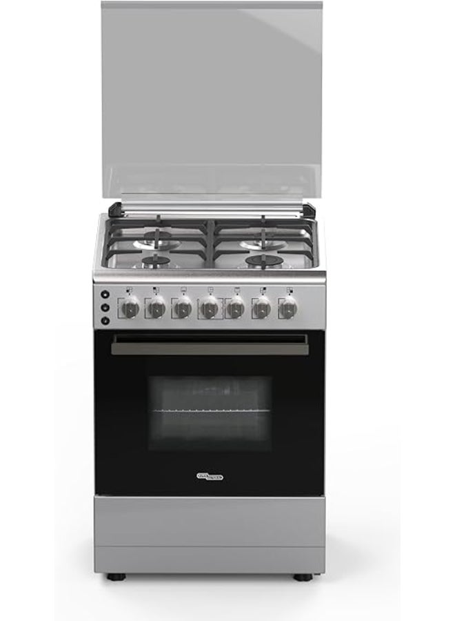 SUPER GENERAL Freestanding Gas Cooker, 4-Burner Full-Safety Stainless Steel Cooktop, Cast Iron Grid, Gas Oven And Grill with Rotisserie, Auto Ignition - SGC6175MSFS Silver - Image 2