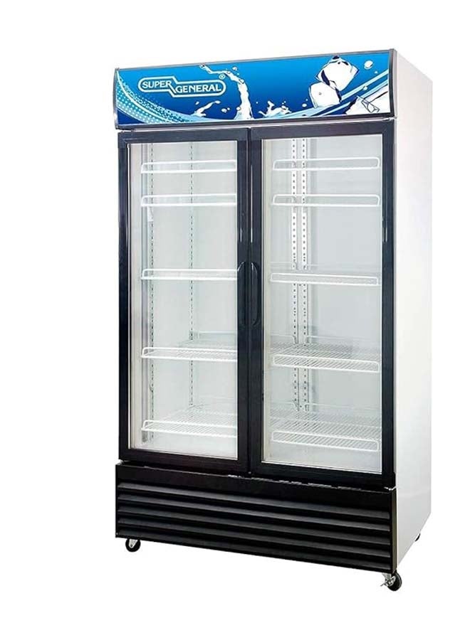 سوبر جنرال ثلاجة مشروبات بباب فرنسي مزدوج الزجاج سعة 1200 لتر، 10 رفوف قابلة للتعديل، قفل ومفتاح، نظام تبريد مروحة - - Image 1