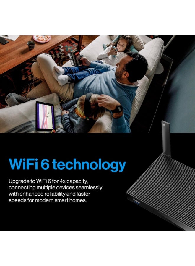 LINKSYS Mesh WiFi 6 Router LN3121-KE | AX5400 Dual Band 5.4 Gbps speed, Strong, Fast, Wide Home Coverage Up to 2,700 Sq Ft, Connect 35+ Devices, for Home, Office, Gaming, Streaming, Easy Set-up Black - Image 2