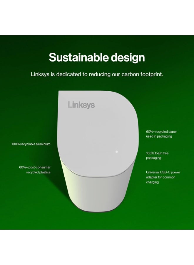 LINKSYS Velop Micro 7 Mesh Router LN1603 | BE5000 WiFi 7 Dual Band 5Gbps Speed, Fast, Full Home Coverage Up to 2,200 Sq Ft, Connect 35+ Devices, , Home, Office, Gaming, Streaming, Easy Set-up, 3pk White - Image 3