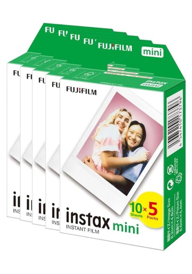 Fujifilm Instax Mini Instant Film – 50 Sheets White (50 Sheets) - Image 1