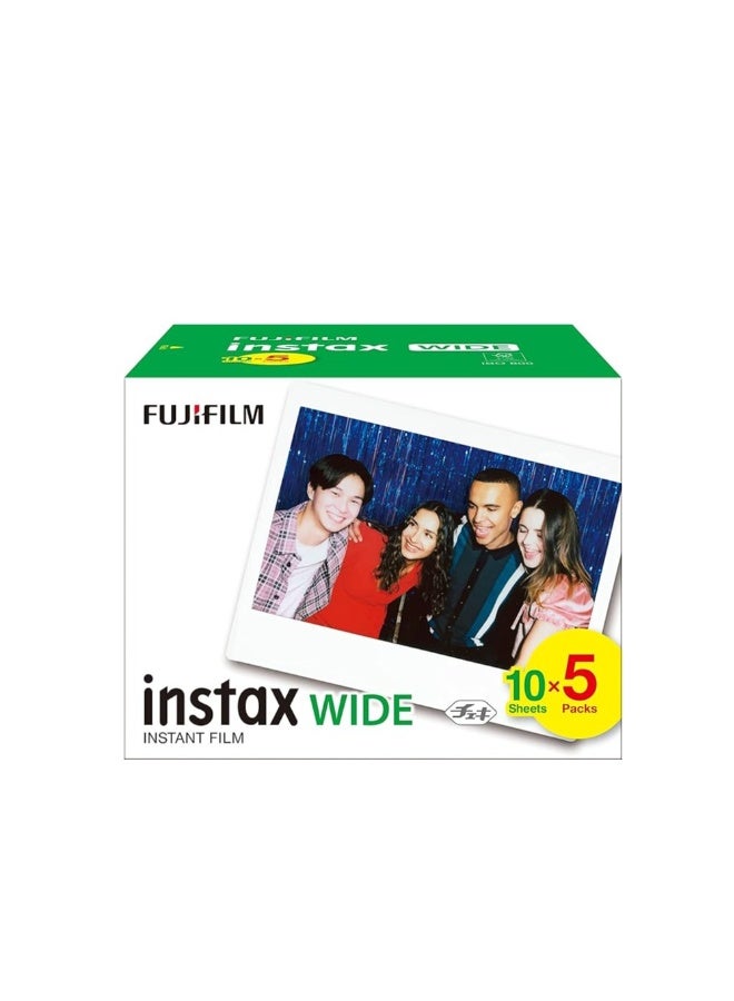 FUJIFILM Instax Wide Film 5 Pack, for Wide Evo Camera, Wide 400 Camera, and Link Wide printers (Does not fit Instax Mini Cameras) white - Image 1