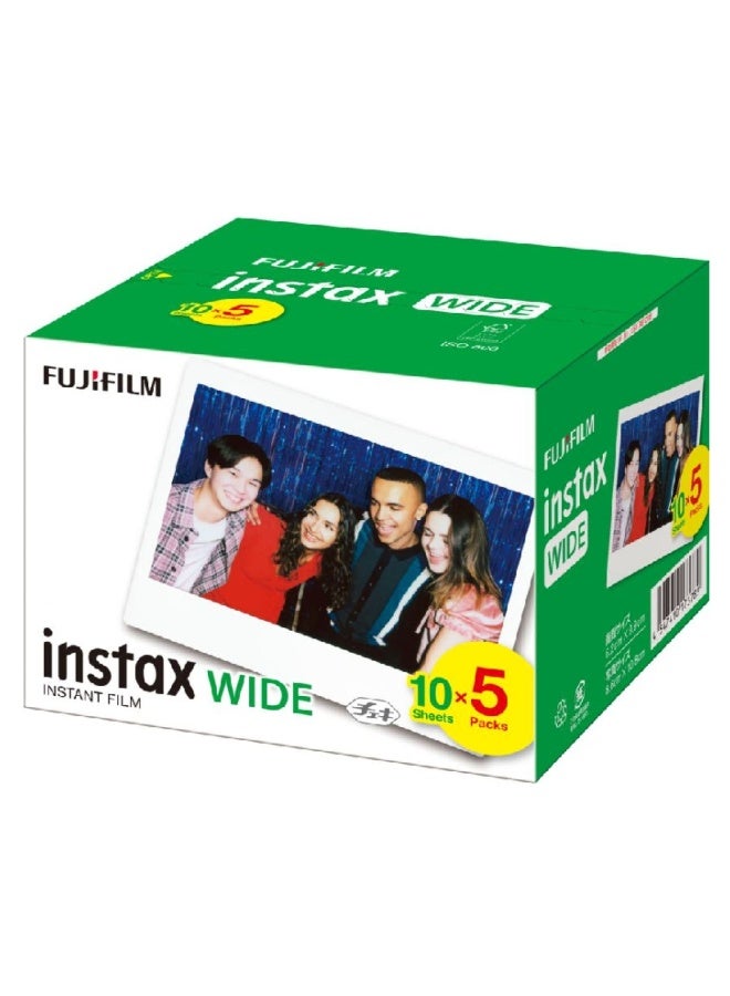 FUJIFILM Instax Wide Film 5 Pack, for Wide Evo Camera, Wide 400 Camera, and Link Wide printers (Does not fit Instax Mini Cameras) white - Image 2