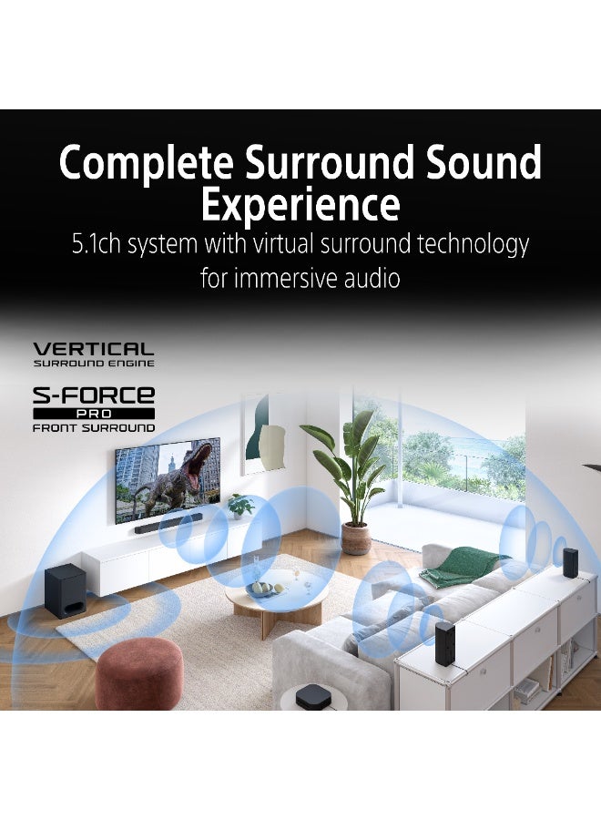 Sony BRAVIA Theater System 6 – 5.1ch Home Theater with Dolby Atmos & DTS:X, Wireless Rear Speakers & Subwoofer, Bluetooth, BRAVIA Connect (Model HT-S60) HT-S60 black - Image 5