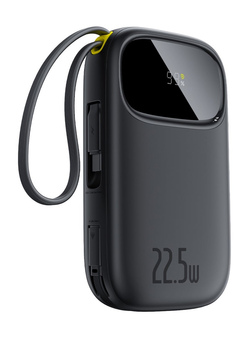 بيسوس EnerFill FC31 20000mAh Power Bank with Digital Display, 22.5W Fast Charging, Built-in Lightning & USB-C Cables, and Flight Approved for Travel - Cosmic black - Image 1