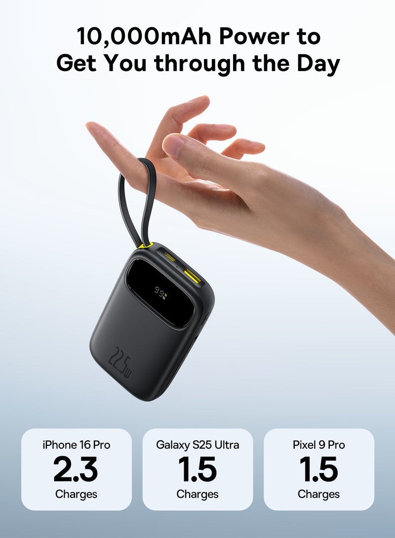 بيسوس EnerFill FC31 20000mAh Power Bank with Digital Display, 22.5W Fast Charging, Built-in Lightning & USB-C Cables, and Flight Approved for Travel - Cosmic black - Image 4