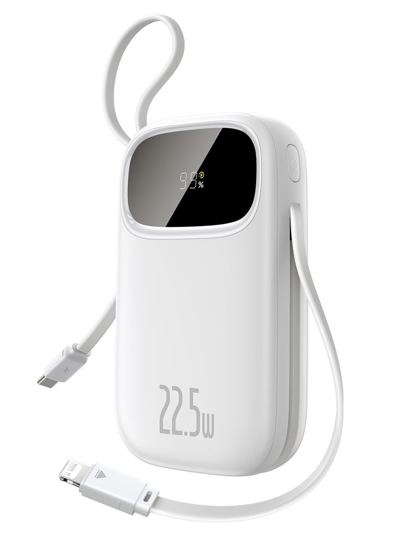 Baseus Baseus EnerFill FC31 Power Bank with Digital Display, 22.5W Fast Charging, Built-in Lightning & USB-C Cables, and Flight Approved for Travel - Cosmic Black White - Image 1