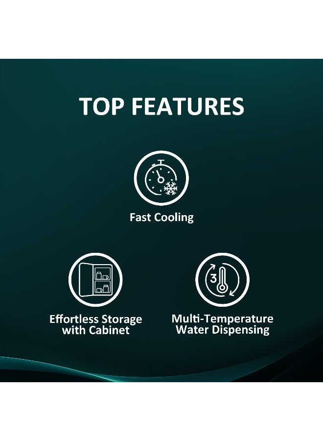 Hisense Top Load Water Dispenser, 3 Water Taps- Hot+Cold+Room Temperature,12L Storage Cabinet, Fast Cooling With Powerful Compressor (H96WDTB3S1 Black) H96WDTB3S1 Black - Image 4