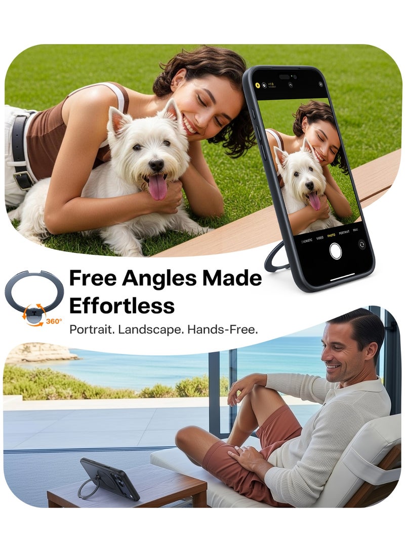 TORRAS O-Stand Spin Series iPhone 17 Pro Black Case – 360° Rotatable Kickstand, MagSafe Compatible, Mil-Grade - Black - Image 4