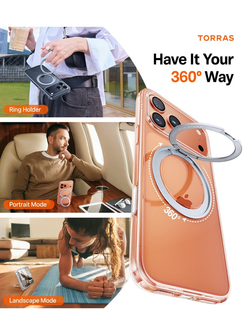 TORRAS O-Stand Pro Series iPhone 17 Pro Clear Case – Magnetic Kickstand, 18N Mag, Mil-Grade Protection - Clear - Image 2