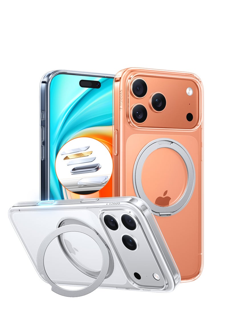 TORRAS O-Stand Pro Series iPhone 17 Pro Max Clear Case – Magnetic Kickstand, 18N Mag, Mil-Grade Protection - Clear - Image 1