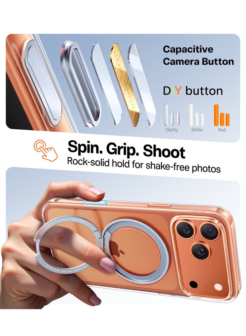 TORRAS O-Stand Pro Series iPhone 17 Pro Max Clear Case – Magnetic Kickstand, 18N Mag, Mil-Grade Protection - Clear - Image 4