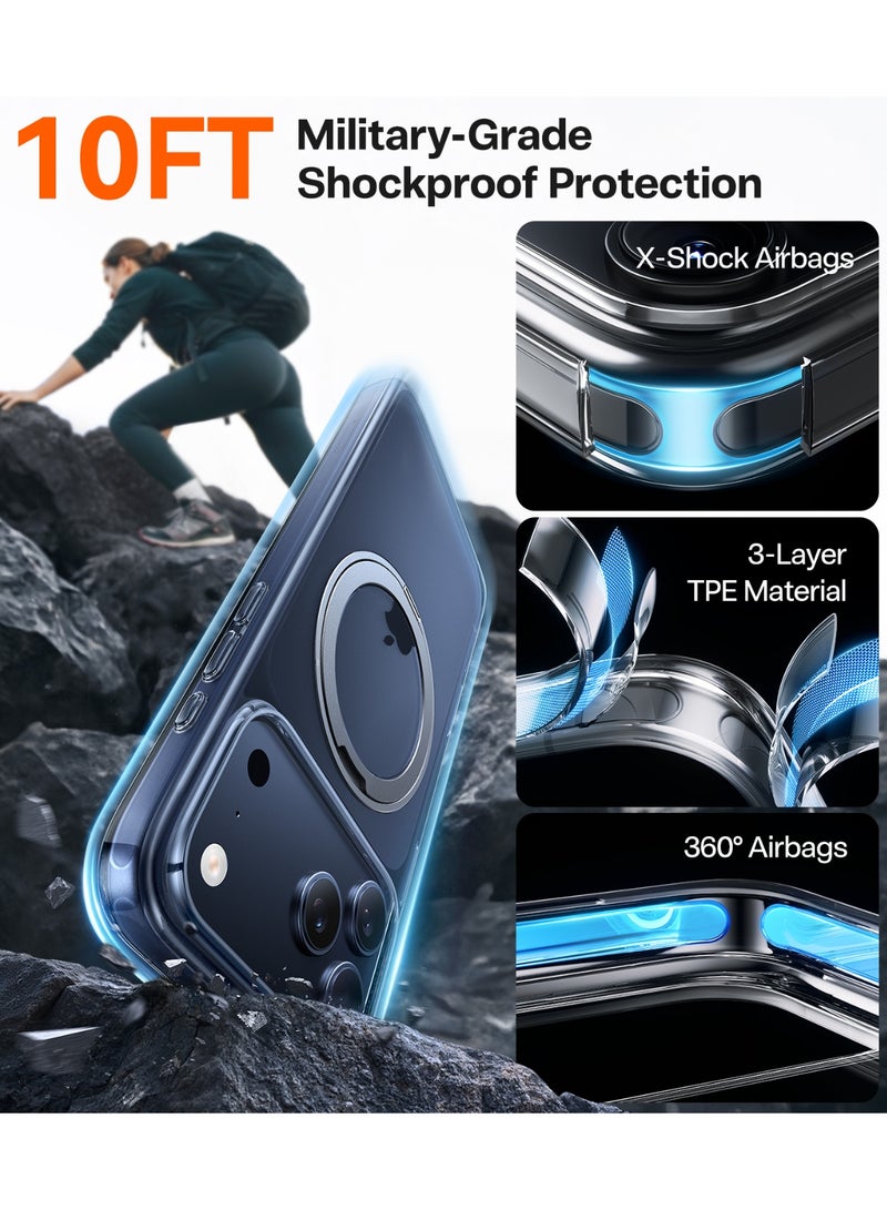 TORRAS O-Stand Pro Series iPhone 17 Pro Max Clear Case – Magnetic Kickstand, 18N Mag, Mil-Grade Protection - Clear - Image 3