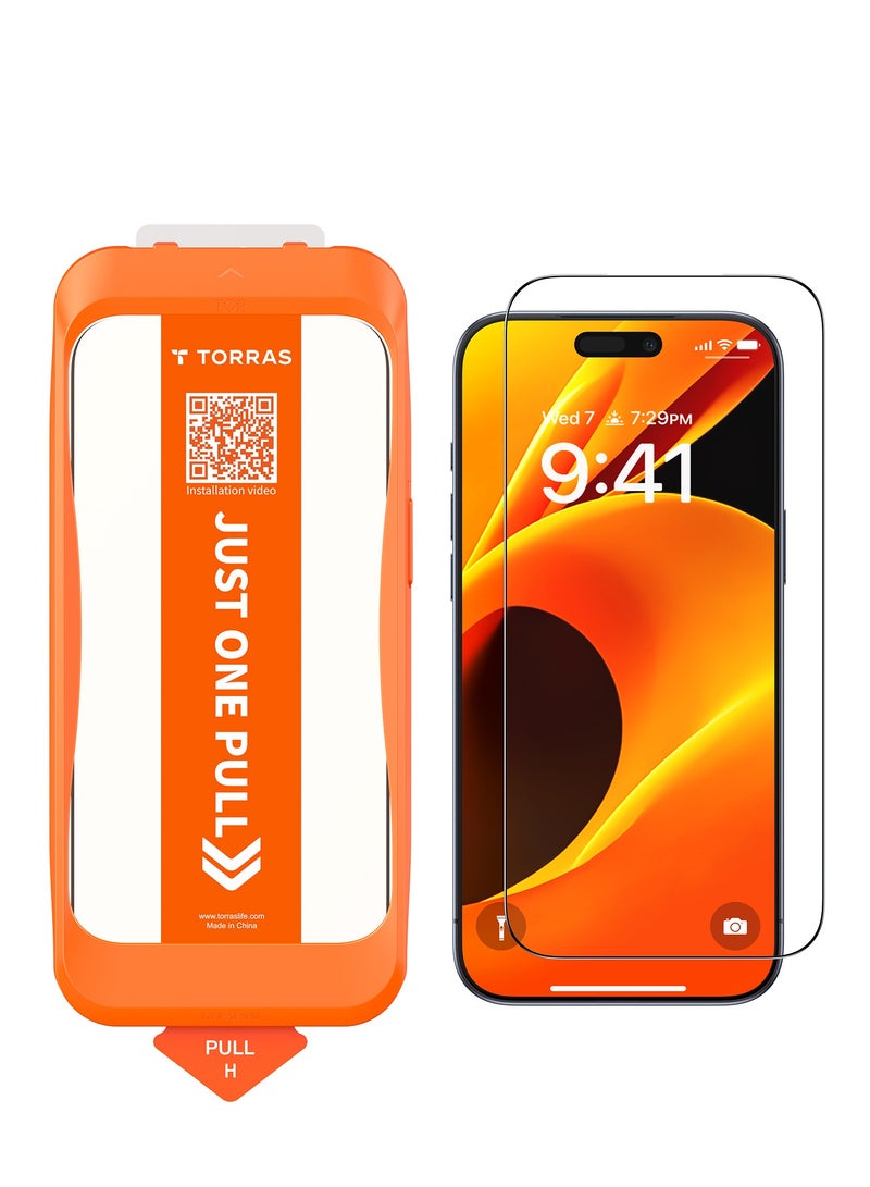 TORRAS Install Master Series iPhone 17 Pro Clear Screen Protector – 9H+ Aerospace Glass, Full Coverage, Bubble-Free - Clear - Image 1