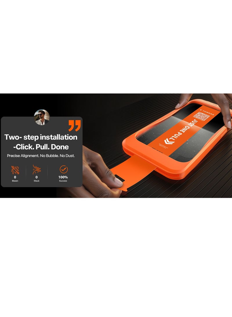 TORRAS Install Master Series iPhone 17 Pro Clear Screen Protector – 9H+ Aerospace Glass, Full Coverage, Bubble-Free - Clear - Image 4