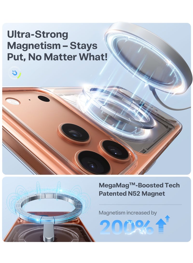 TORRAS P-Stand Series iPhone 17 Pro Clear Case – Magnetic Kickstand, 18N Mag, 12FT Mil-Grade Protection - Clear - Image 2