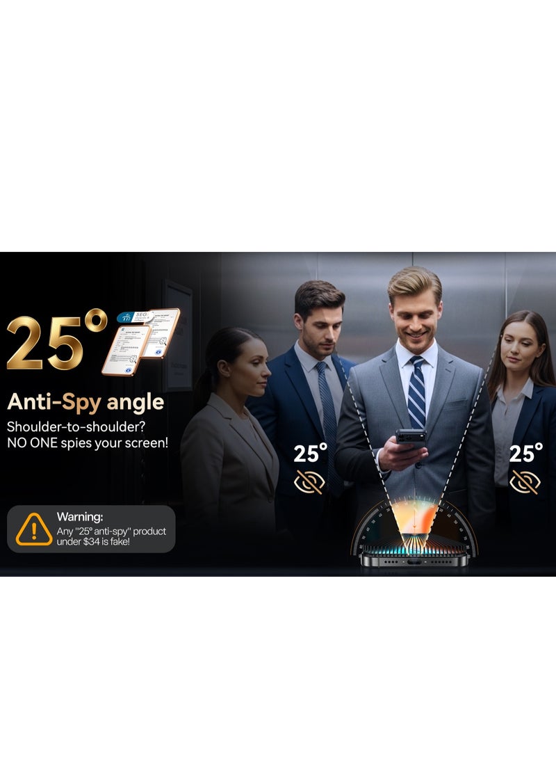 حماية شاشة سوداء من سلسلة الخصوصية من توراس لجهاز آيفون 17 برو ماكس - صلابة 9H+، تقنية مضادة للتجسس بزاوية 25°، حماية من السقوط حتى 12 قدم - - Image 5