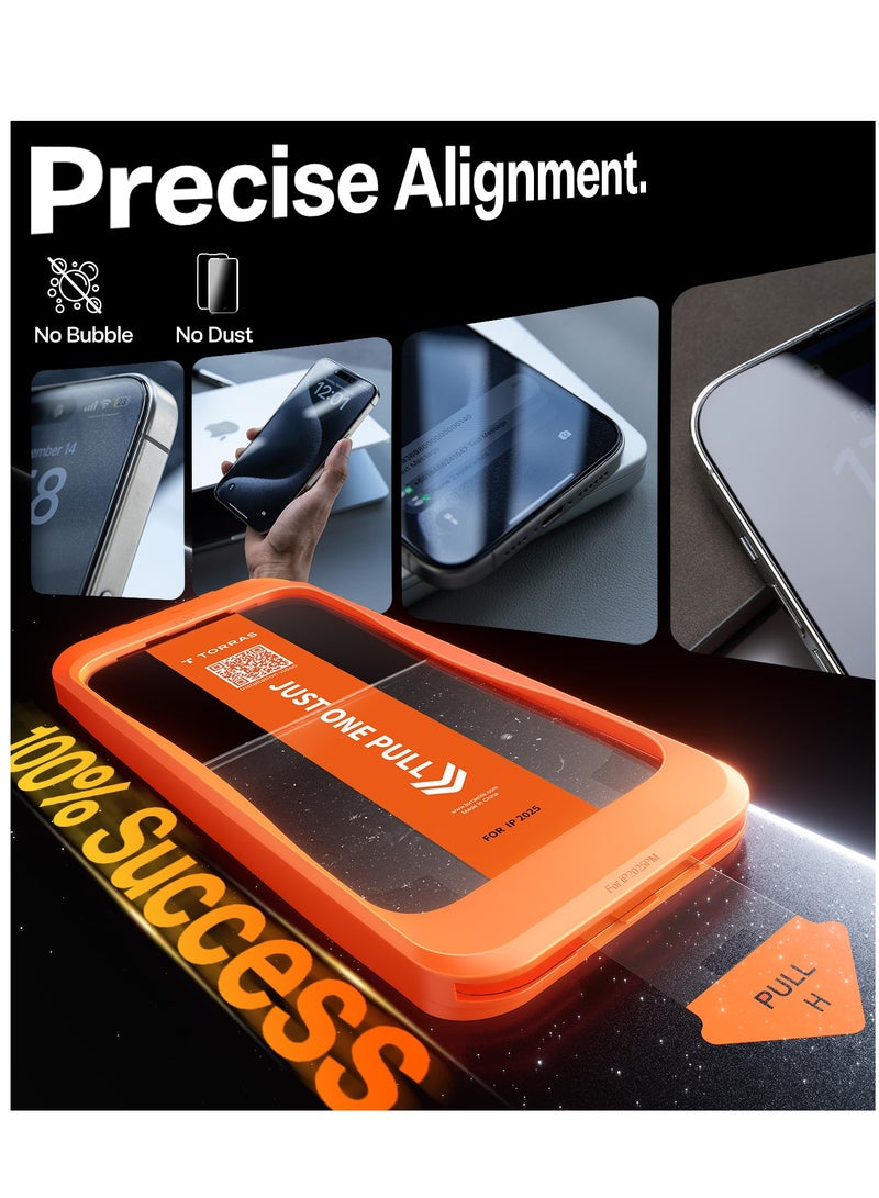 TORRAS Install Master Series iPhone 17 Pro Max Clear Screen Protector – 9H+ Aerospace Glass, Full Coverage, Bubble-Free - Clear - Image 2