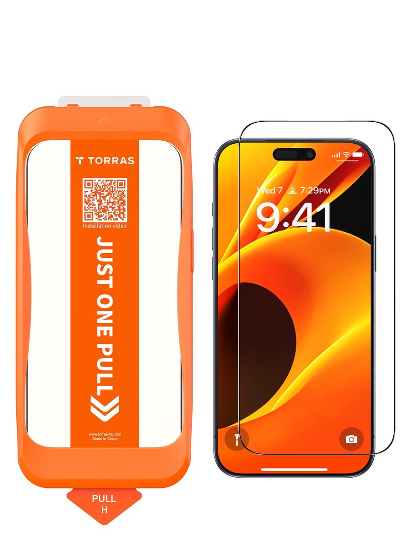 TORRAS Install Master Series iPhone 17 Clear Screen Protector – 9H+ Aerospace Glass, Full Coverage, Bubble-Free - Clear - Image 1