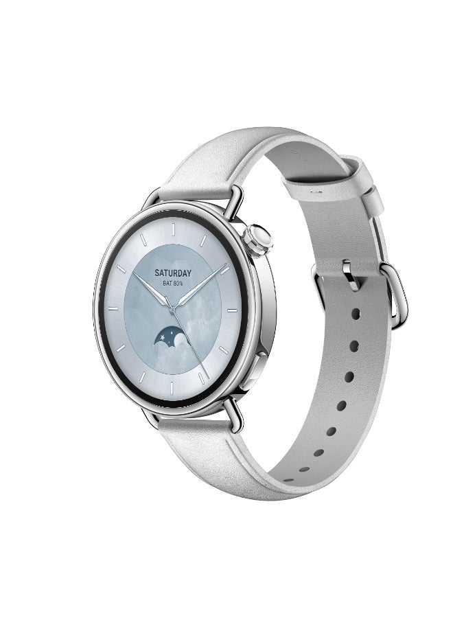 Xiaomi Watch S4 Smartwatch 1.32-Inch Amoled Display, Ultra-Light And Slim, Water Resistant, Bluetooth Calling, Advanced Health Monitoring, 8 Days Battery Life, Remote Control, Leather Strap- White - Image 2