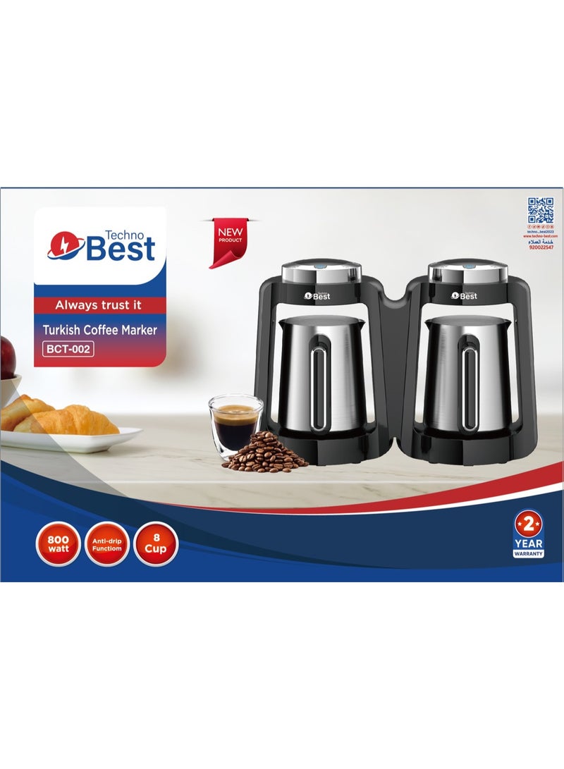 Techno Best Best Turkish Coffee Maker Double Pot- S.S 750 ml 800 W BCT-002 Black - Image 2