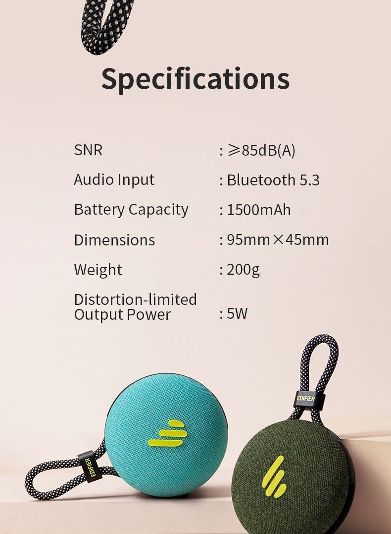 اديفير مكبر صوت بلوتوث محمول MP100 بلس جودة عالية سائق 43 مم 9 ساعات من التشغيل المتواصل للموسيقى عملية سهلة من خلال لوحة تحكم كاملة مقاومة للماء والغبار IPX7 - Image 5