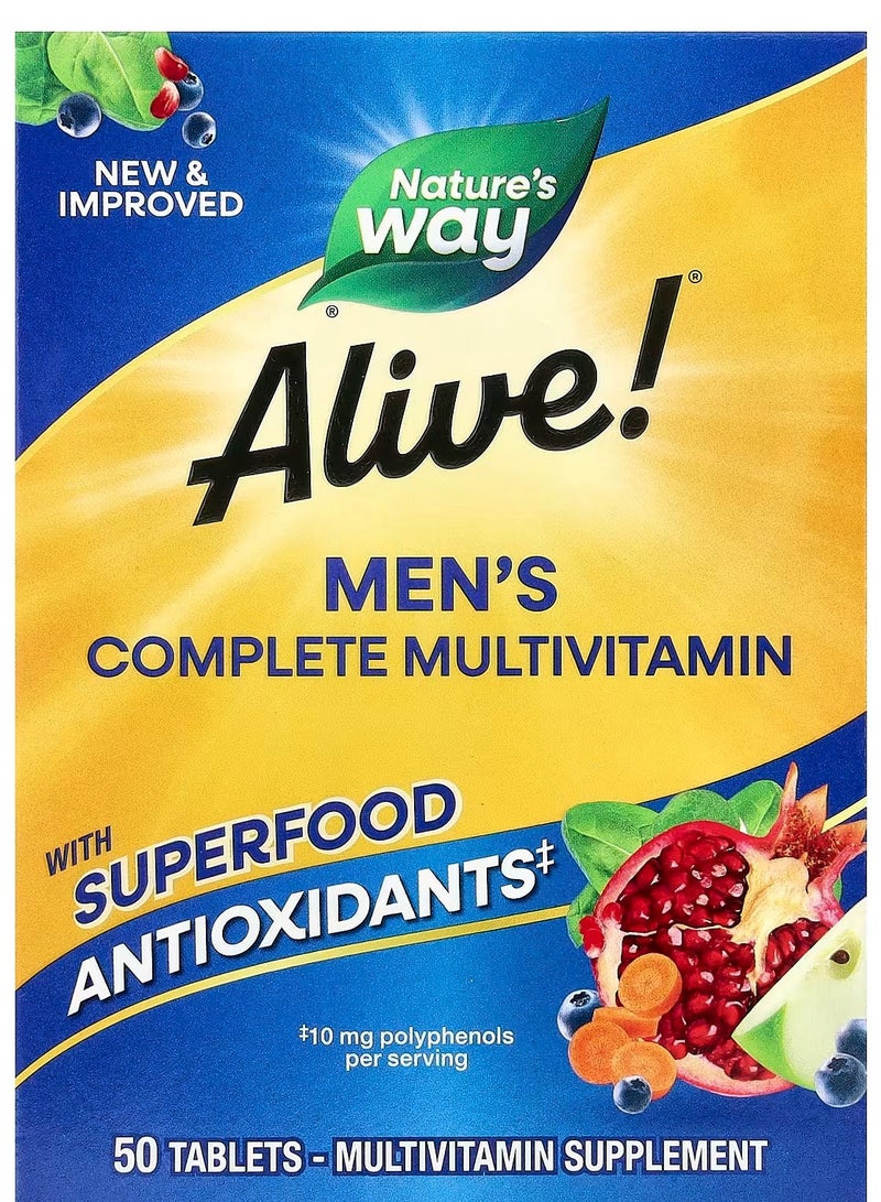 ناتشرز واي فيتامينات متعددة كاملة للرجال Alive!، 50 قرص - Image 1
