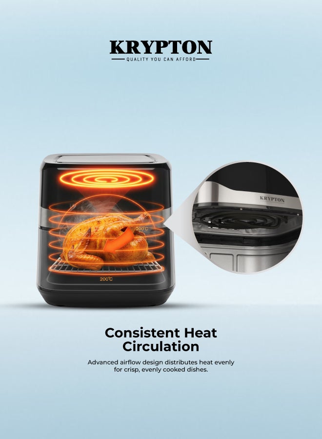 KRYPTON -Digital Air Fryer – 7.5L Capacity with 5.5L Inner Basket | VORTEX Air Frying Technology | Oil-Free Cooking | LED Touchscreen | 10 Preset Modes | 1–60 Minute Timer | Ideal for Fries, Chicken, Meat, Bread, Cake 7.5 L 1600 W KNAF6358N Black and Silver - Image 4