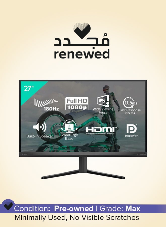 فيليبس Renewed - 27-inch Full HD Evnia 3000 Gaming Monitor, HDR 10, Fast IPS Panel Type, 180Hz Refresh Rate, 0.5ms Response Time, Adaptive Sync Technology, gaming console support, Built-In Stereo Speakers black - Image 1