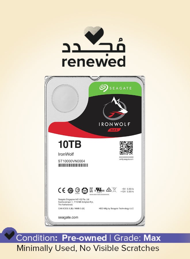 Seagate Renewed -  IronWolf 10TB NAS Internal Hard Drive HDD – 3.5 Inch SATA 6GB/S 7200 RPM 10 TB - Image 1