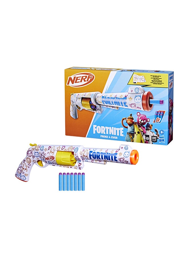 NERF Fortnite Frenz 4 Ever Blaster, Bonus Code To Unlock Frenz 4 Ever Wrap in the Game, 6 Nerf Elite Darts, 6-Dart Drum, Fortnite Gifts - Image 1