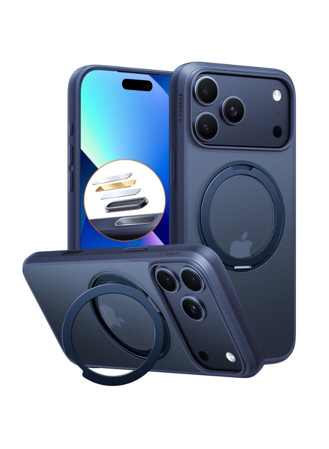 TORRAS iPhone 17 Pro Case Ostand Pro (R) Series, Built-in 360° Rotating Stand, MagSafe Compatible, 12FT Military Grade Drop Protection, Slim Stylish Protective Cover – Midnight Blue - Image 1