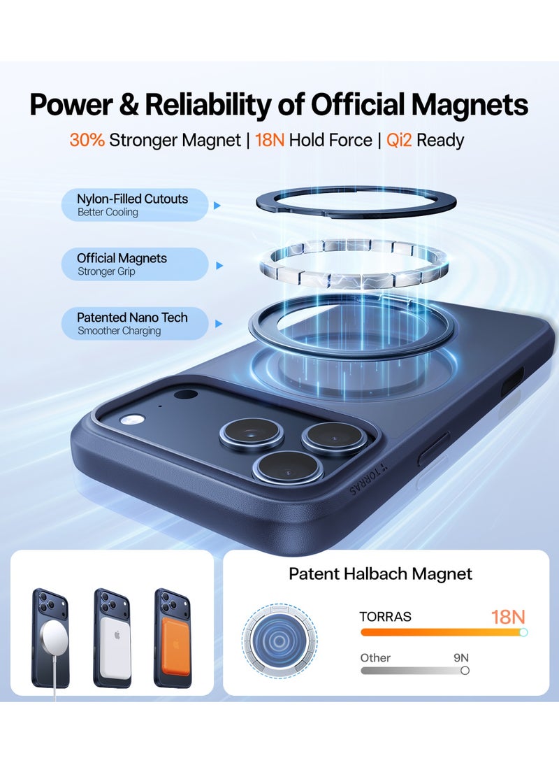 TORRAS iPhone 17 Pro Case Ostand Pro (R) Series, Built-in 360° Rotating Stand, MagSafe Compatible, 12FT Military Grade Drop Protection, Slim Stylish Protective Cover – Midnight Blue - Image 5