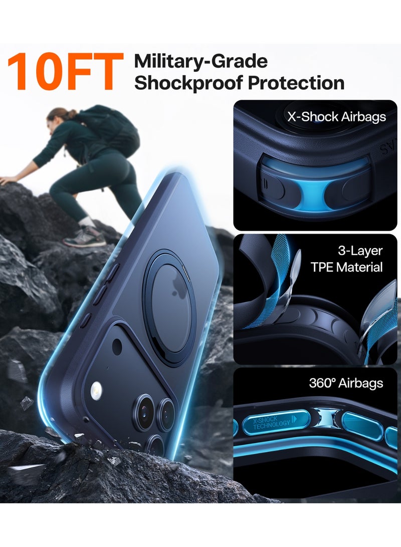 TORRAS iPhone 17 Pro Case Ostand Pro (R) Series, Built-in 360° Rotating Stand, MagSafe Compatible, 12FT Military Grade Drop Protection, Slim Stylish Protective Cover – Midnight Blue - Image 4