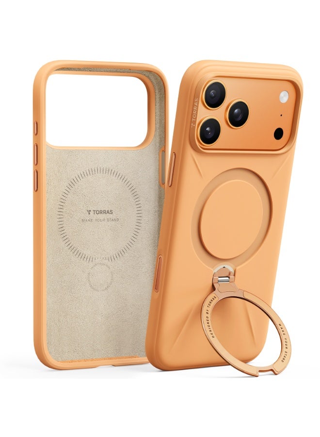 حافظة آيفون 17 برو من سلسلة أوستاند سبين سيليكون، قاعدة دوارة 360°، متوافقة مع ماغسيف، حماية من السقوط بمعيار عسكري 12 قدم، غلاف سيليكون ناعم واقي – - Image 1