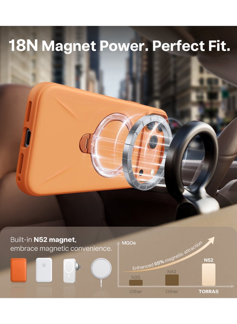 حافظة آيفون 17 برو من سلسلة أوستاند سبين سيليكون، قاعدة دوارة 360°، متوافقة مع ماغسيف، حماية من السقوط بمعيار عسكري 12 قدم، غلاف سيليكون ناعم واقي – - Image 3