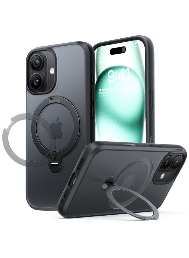 TORRAS iPhone 17 Case Ostand Spin Series, 360° Rotating Magnetic Stand, MagSafe Compatible, Military Grade Protection with Kickstand – Black - Image 1