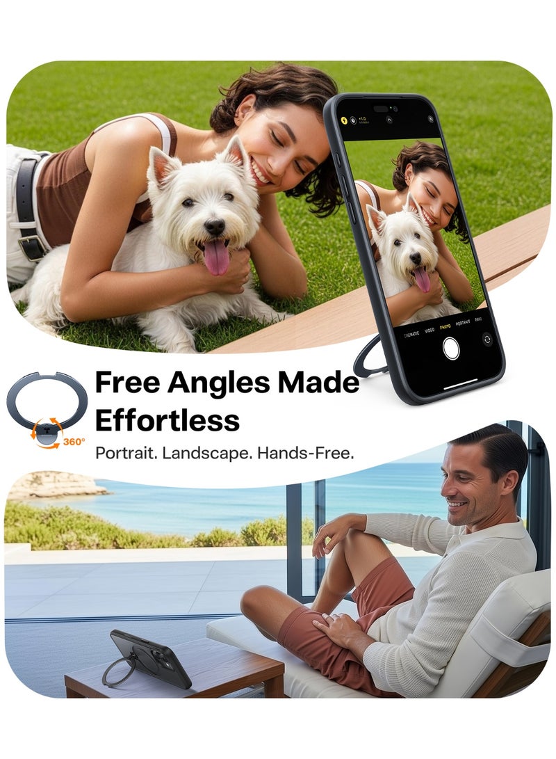 TORRAS iPhone 17 Case Ostand Spin Series, 360° Rotating Magnetic Stand, MagSafe Compatible, Military Grade Protection with Kickstand – Black - Image 4