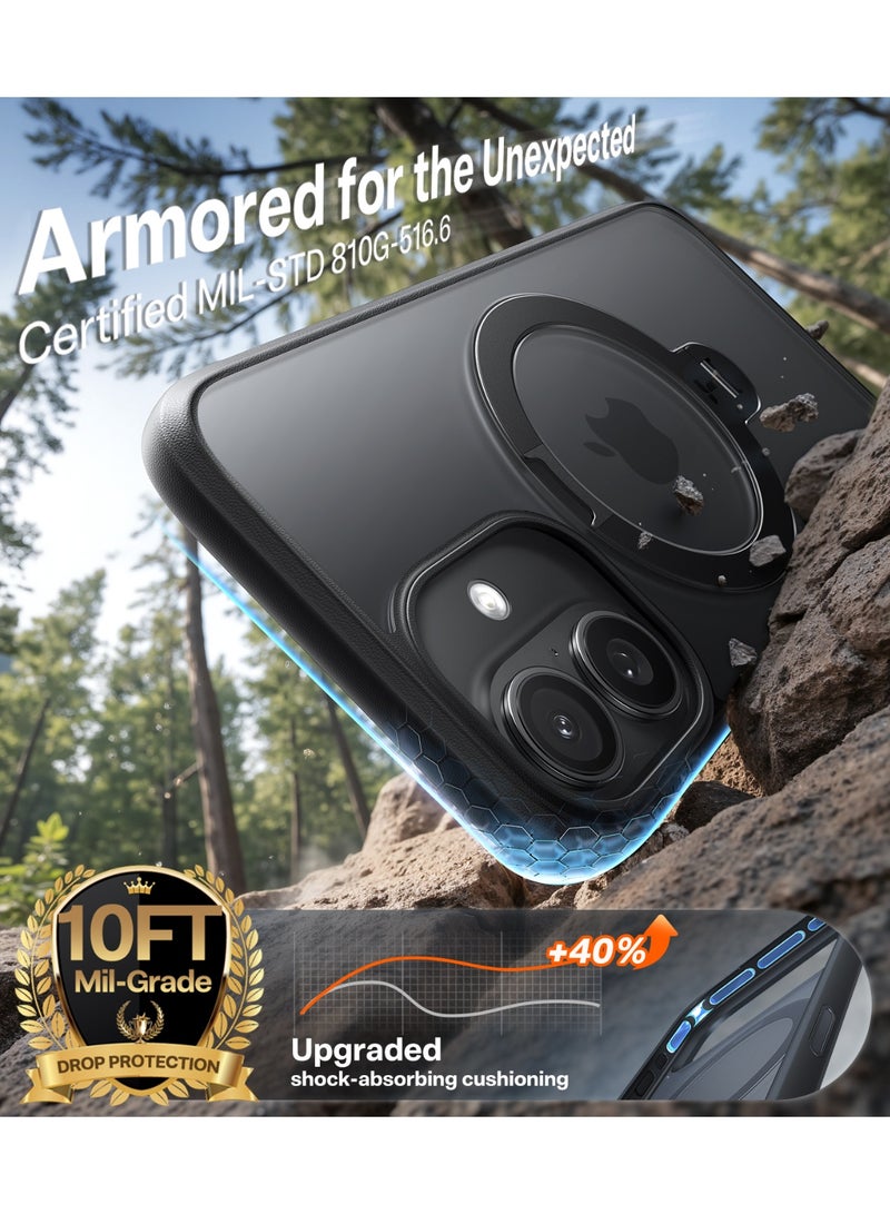 TORRAS iPhone 17 Case Ostand Spin Series, 360° Rotating Magnetic Stand, MagSafe Compatible, Military Grade Protection with Kickstand – Black - Image 3