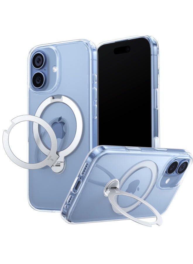 TORRAS Ostand Spin Series for iPhone 17 (6.3-Inch) Case, 360° Spin Magnetic Stand, MagSafe Compatible, Mil-Grade Protection Case with Kickstand – Clear - Image 1