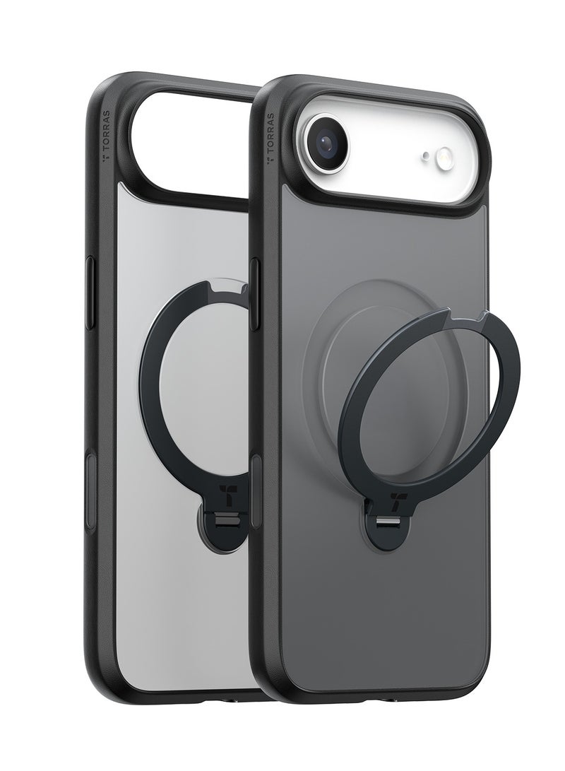 TORRAS iPhone Air Case Ostand Spin Series, 360° Rotating Stand, MagSafe Compatible, 12FT Military Grade Drop Protection, Slim Protective Cover – black - Image 1
