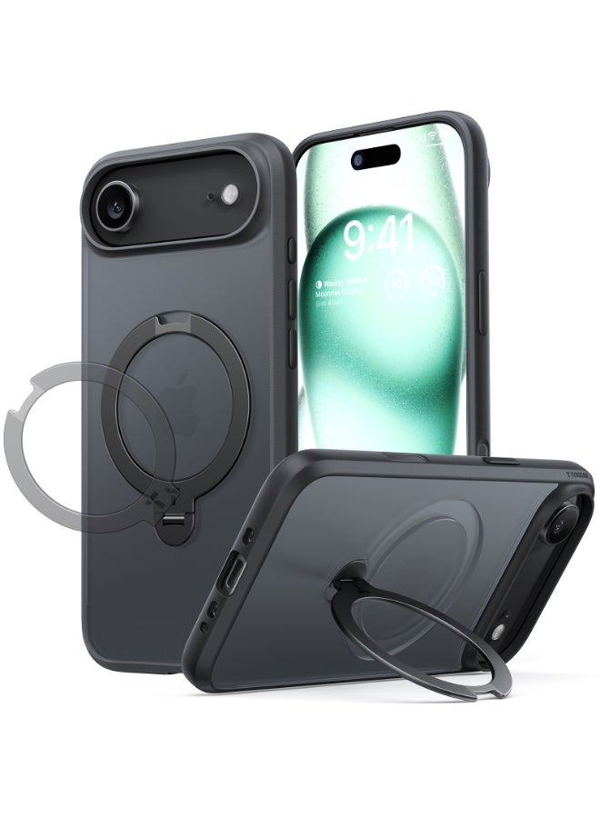 TORRAS iPhone Air Case Ostand Spin Series, 360° Rotating Stand, MagSafe Compatible, 12FT Military Grade Drop Protection, Slim Protective Cover – black - Image 3