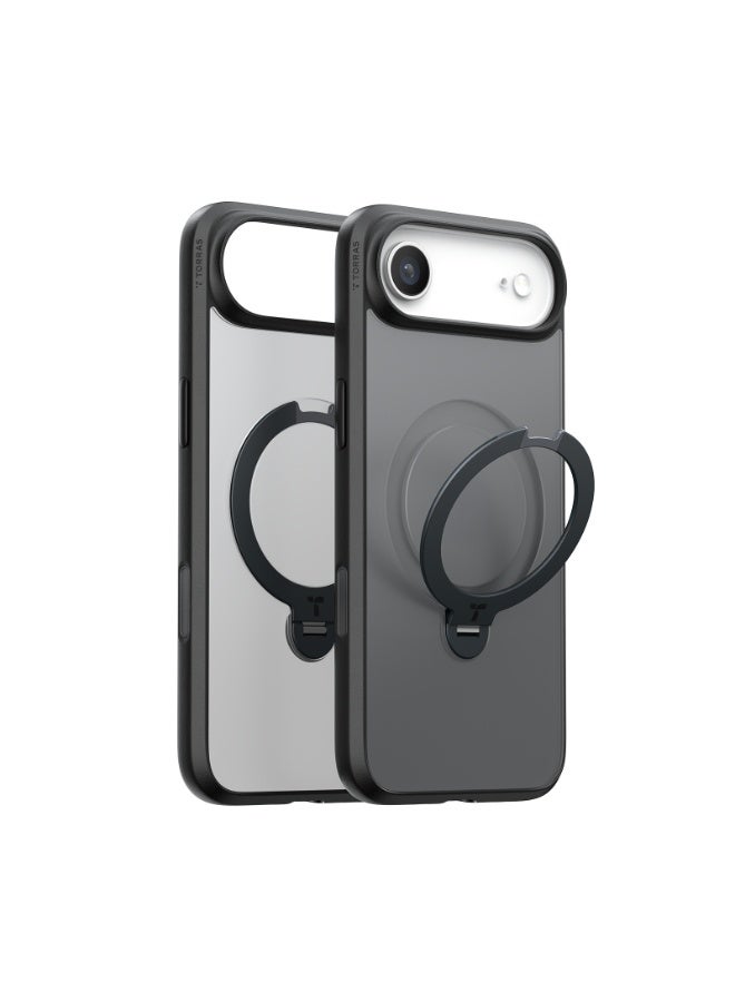 TORRAS iPhone Air Case Ostand Spin Series, 360° Rotating Stand, MagSafe Compatible, 12FT Military Grade Drop Protection, Slim Protective Cover – black - Image 2