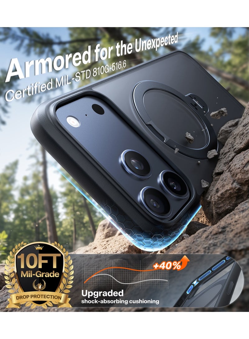 حافظة آيفون 17 برو ماكس من سلسلة أوستاند سبين، قاعدة مغناطيسية دوارة 360°، متوافقة مع ماغسيف، حماية عسكرية مع قاعدة قابلة للطي – - Image 5