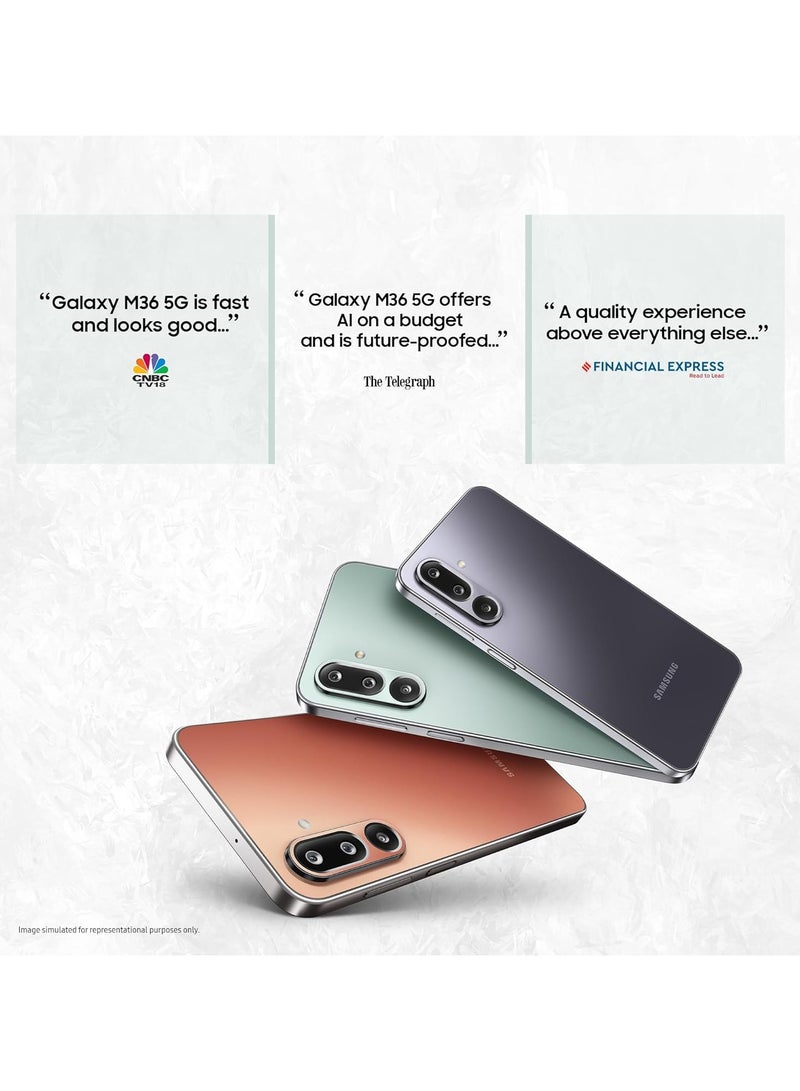 سامسونج جالاكسي M36 5G (أخضر فاتح) | 6GB+128GB | 7.7mm نحيف | زجاج غوريلا فيكتوس+ | دائرة للبحث | جوجل جمنيني | كاميرا 50MP OIS AI | تصوير ليلي | النسخة الهندية مفتوحة عالمياً - Image 2