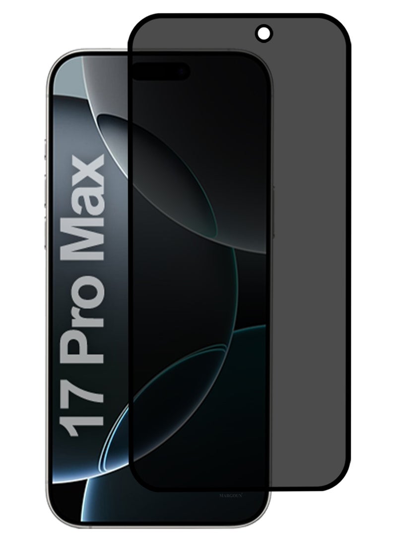 MARGOUN Premium 3D Privacy Screen Protector for iPhone 17 Pro Max, Anti-Spy Tempered Glass HD Clear View Easy Installation Clear Black - Image 2