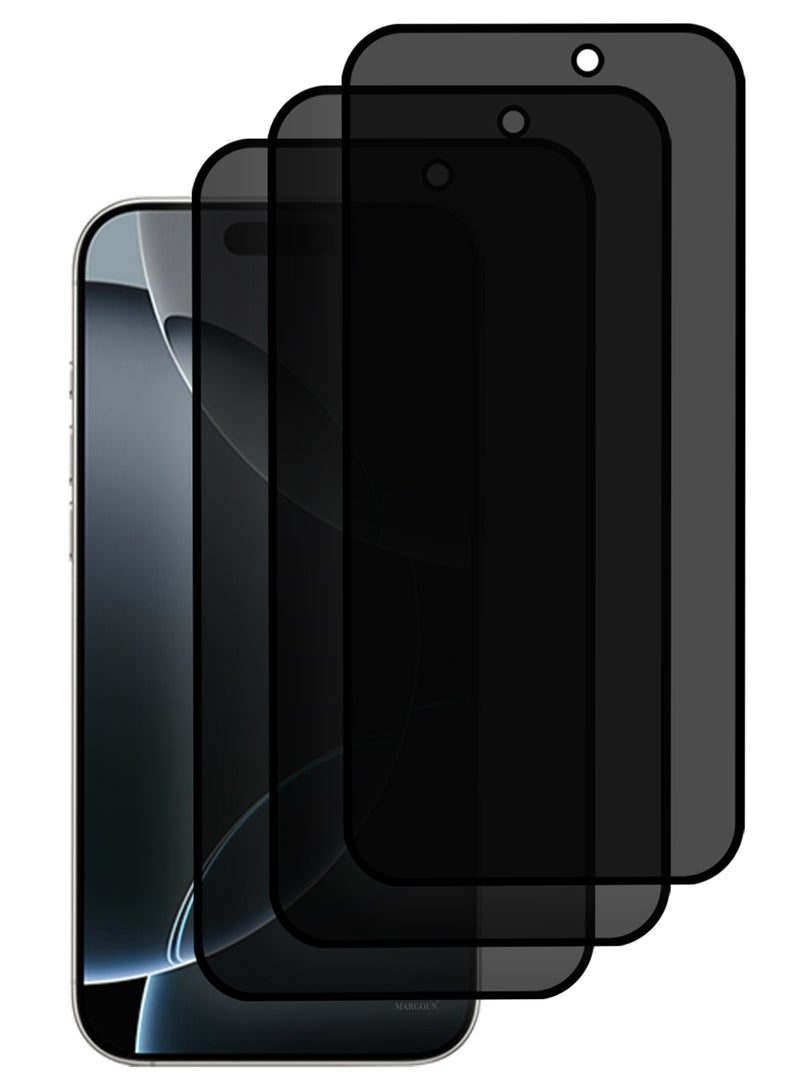 MARGOUN 3 PCS of Premium Privacy Screen Protector for iPhone 17 Pro Max, Anti-Spy Tempered Glass HD Clear View Easy Installation Clear Black - Image 3