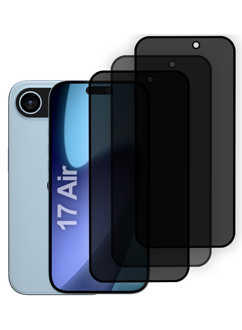 MARGOUN 3 PCS of Premium Privacy Screen Protector for iPhone 17 Air, Anti-Spy Tempered Glass HD Clear View Easy Installation Clear Black - Image 1