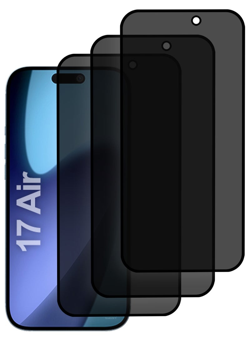 MARGOUN 3 PCS of Premium Privacy Screen Protector for iPhone 17 Air, Anti-Spy Tempered Glass HD Clear View Easy Installation Clear Black - Image 2